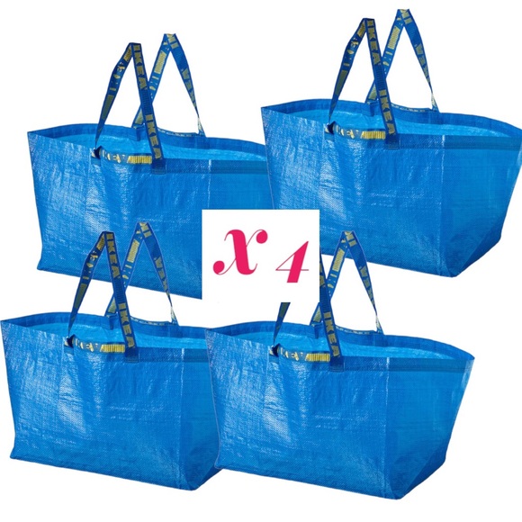 IKEA, Bags, Ikea Frakta 4 Large Blue Reusable Shopping Bag Laundry 9 Gal  Tote Bags Nwt